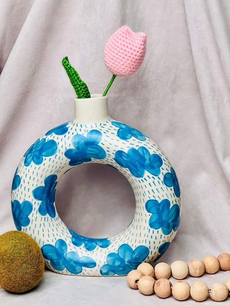 [7548741222488] Monsoon Beauty Handpainted Doughnut Vase