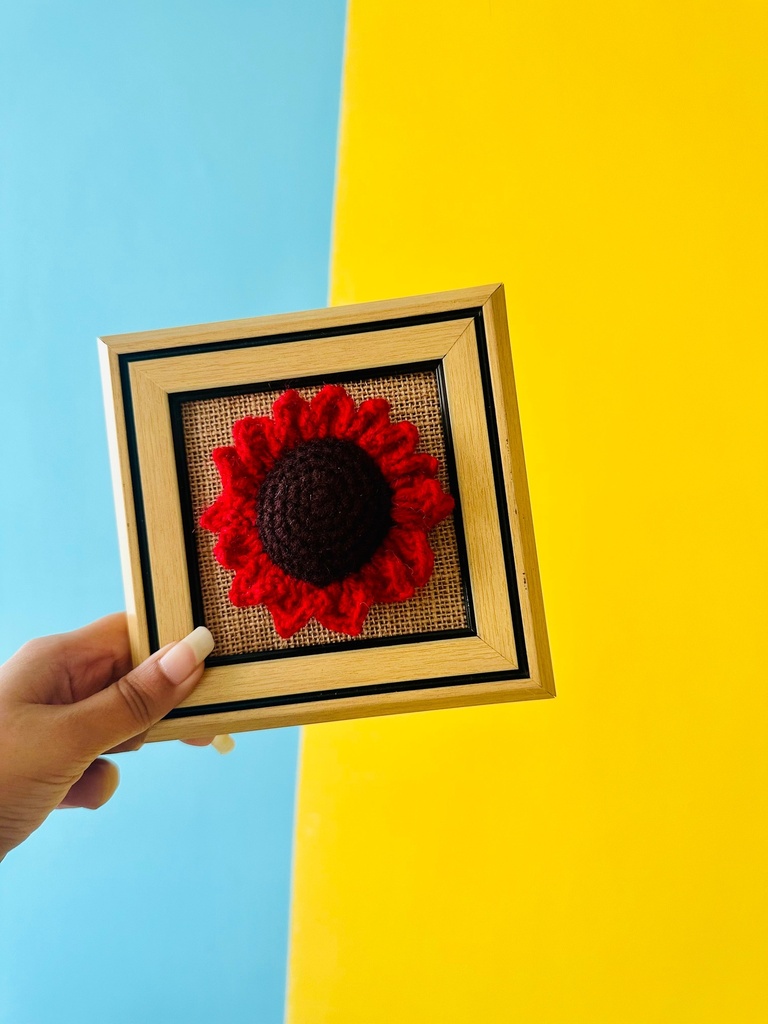 [8365821427800] Crochet Sunflower in Polaroid Frame