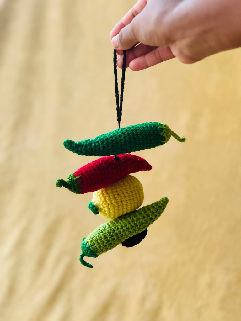 [8536491065432] Crochet Nimbu Mirchi Hanging