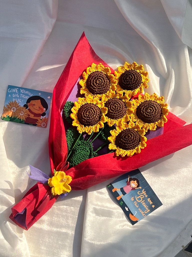 [8643980361816] The Sunshine Bouquet (Six Crochet Sunflowers)