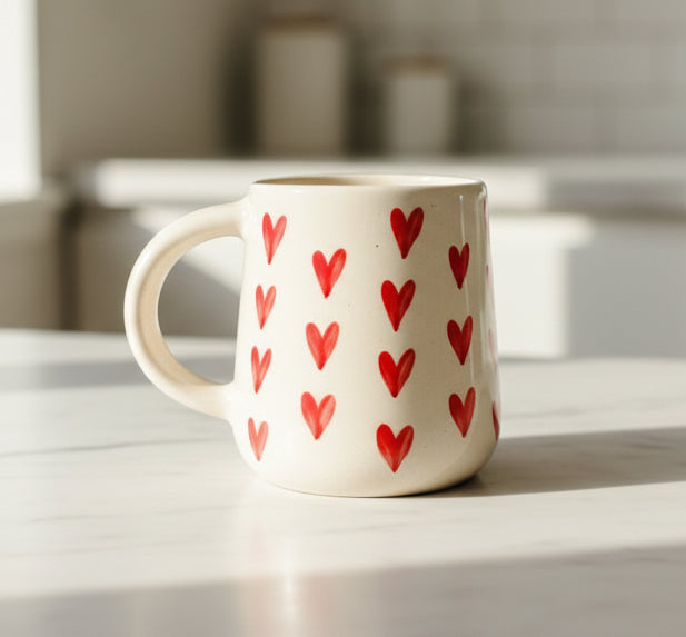 Red Heart Ceramic Coffee Mug – Cute Valentine Gift for Her