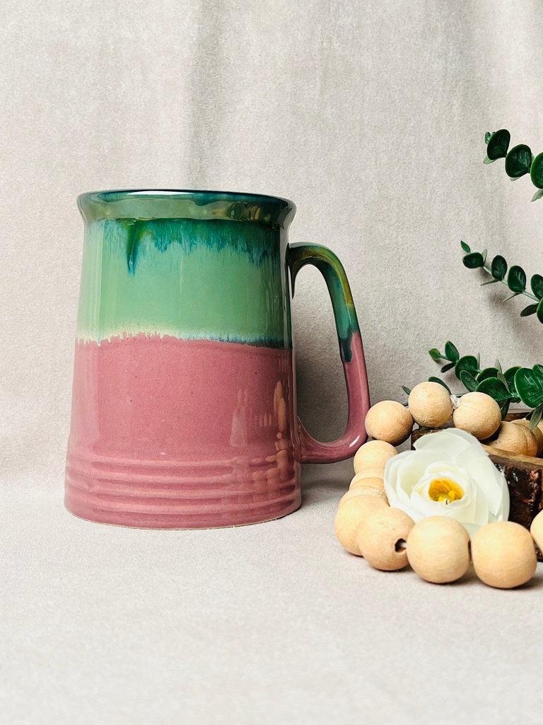 Studio Beer Mug-Pink & Green (Green)