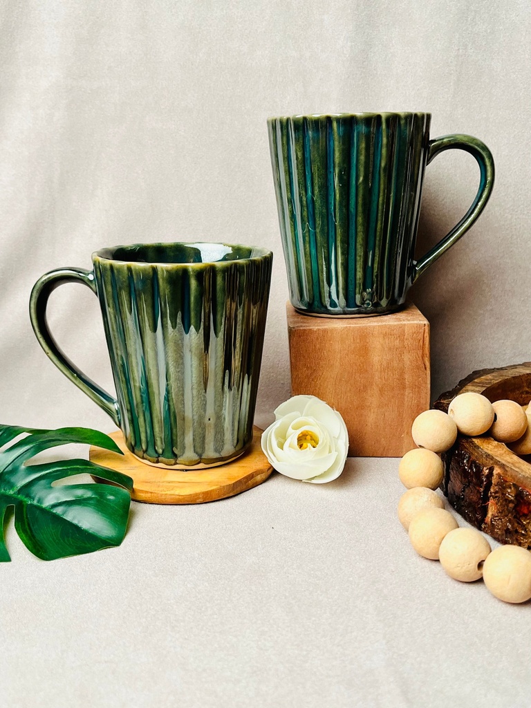Olive Green Ribbed Mug (Green)