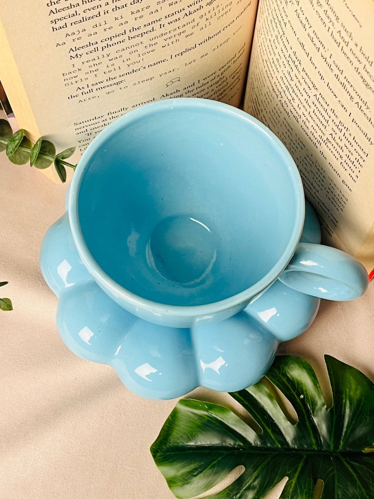[7525277696088] Blue Bubble Cup & Saucer Set
