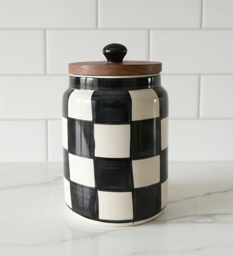 Nihilist Penguin Handpainted Ceramic Canister | Modern Kitchen Storage Jar (Handpainted)