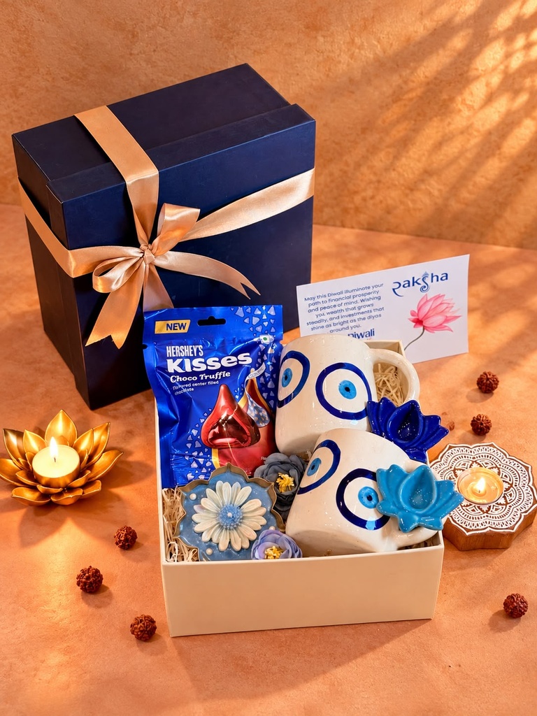 Blue Pottery Diya Gift Set – Image Match to Confirm