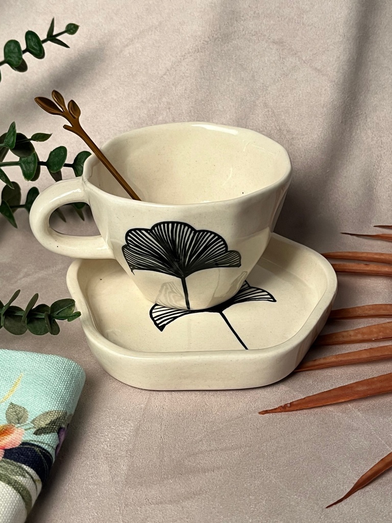 [7525296767064] Leafy Impression Cup & Saucer