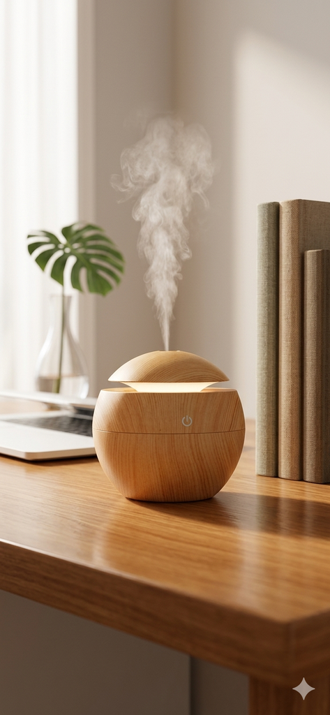 [8707067674712] Ultrasonic Essential Oil Diffuser – Mini USB Cool Mist Humidifier with LED Night Light